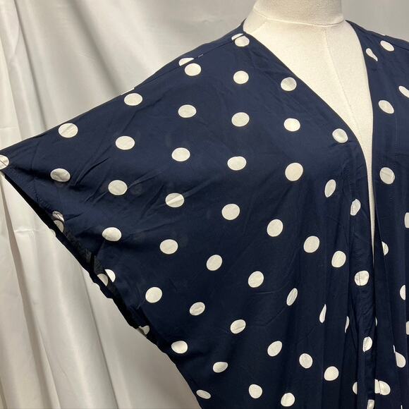 Loft Polka Dot Kimono Womens XS/S New Navy‎ Blue Summer Spring Beach Flowy - Picture 3 of 12